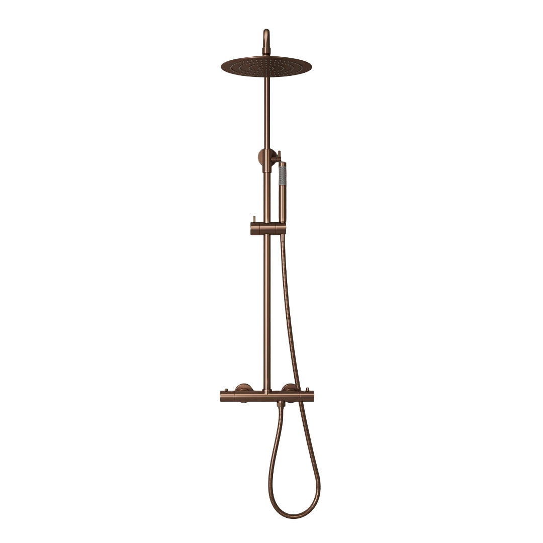 Lagos Exposed 2-Way Thermostatic Shower System with 250mm Shower Head and Adjustable Riser