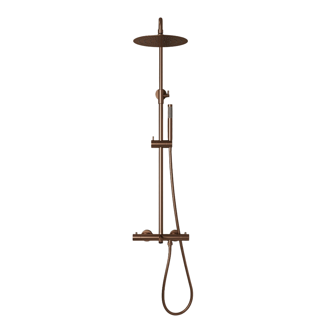Lagos Exposed 3-Way Thermostatic Shower System with Riser, 250mm Shower Head & Premium Ceramic Valve