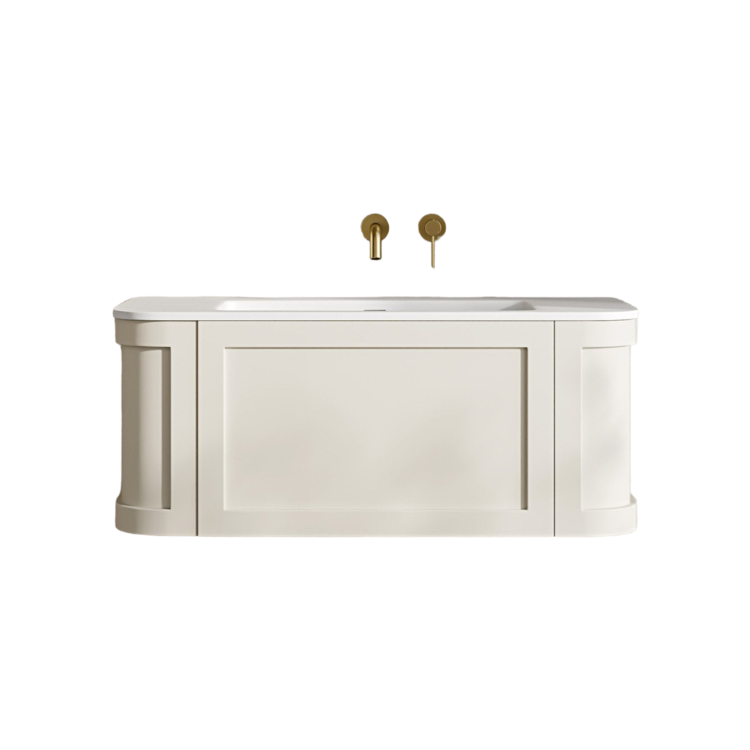 Lanesborough Wall Hung Vanity Unit with Stone Resin Basin – Chalk Finish, 1000mm Soft-Close Bathroom Cabinet