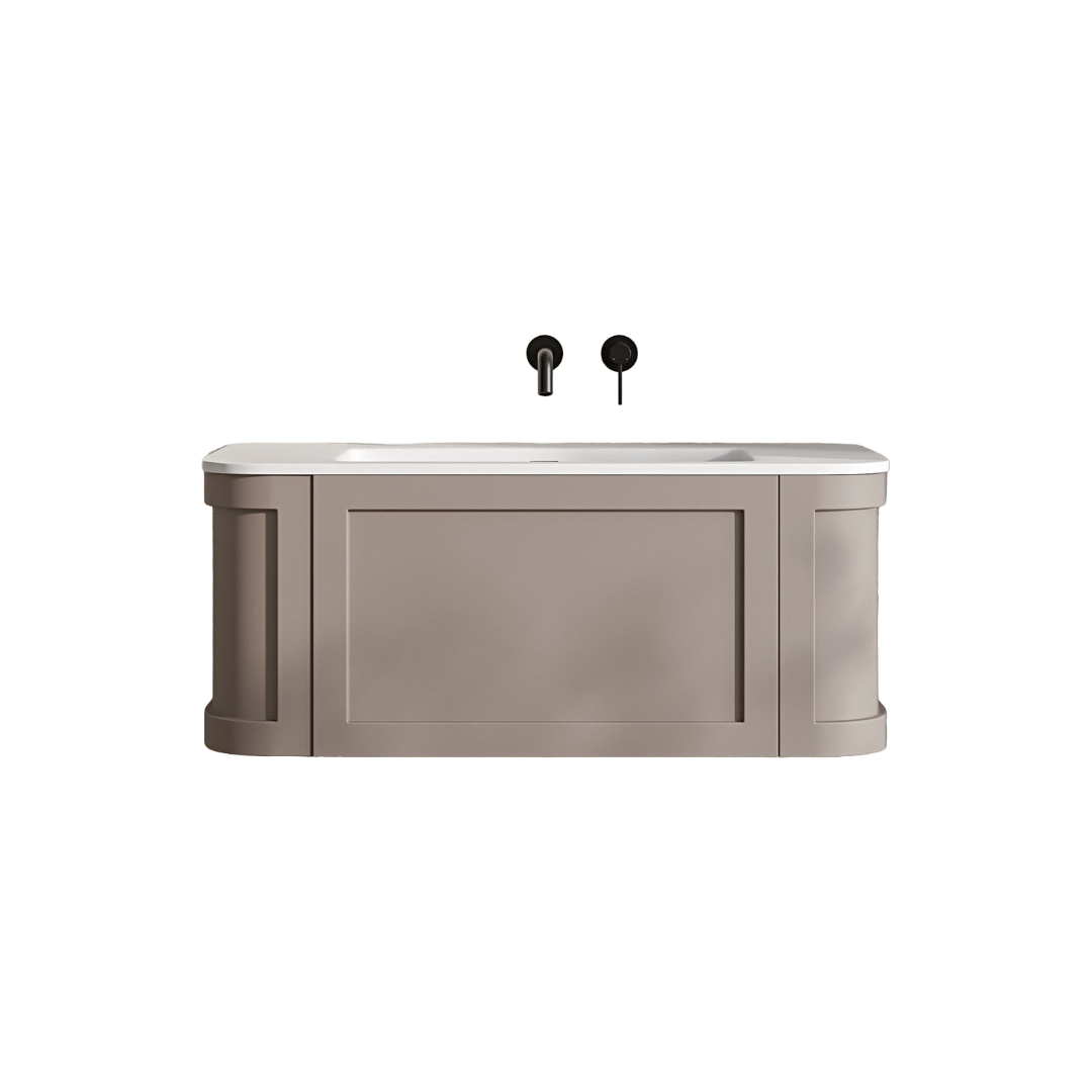 Nôsa Lanesborough Wall Hung Vanity Unit with Stone Resin Basin 1000mm Concrete Grey – Soft Closing Doors with Built-In Overflow