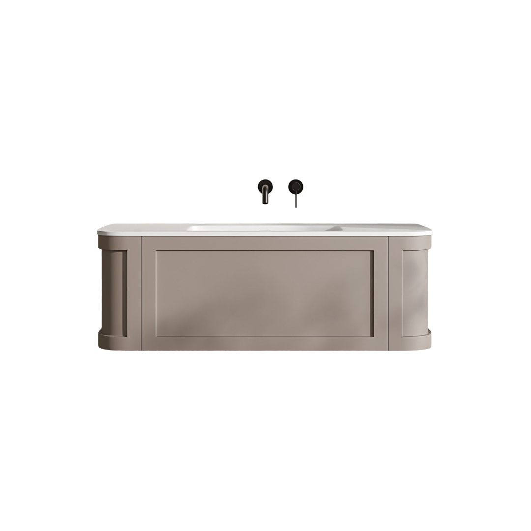 Lanesborough Wall Hung Vanity Unit with Stone Resin Basin 1200mm Concrete Grey Bathroom Cabinet with Soft-Close Doors