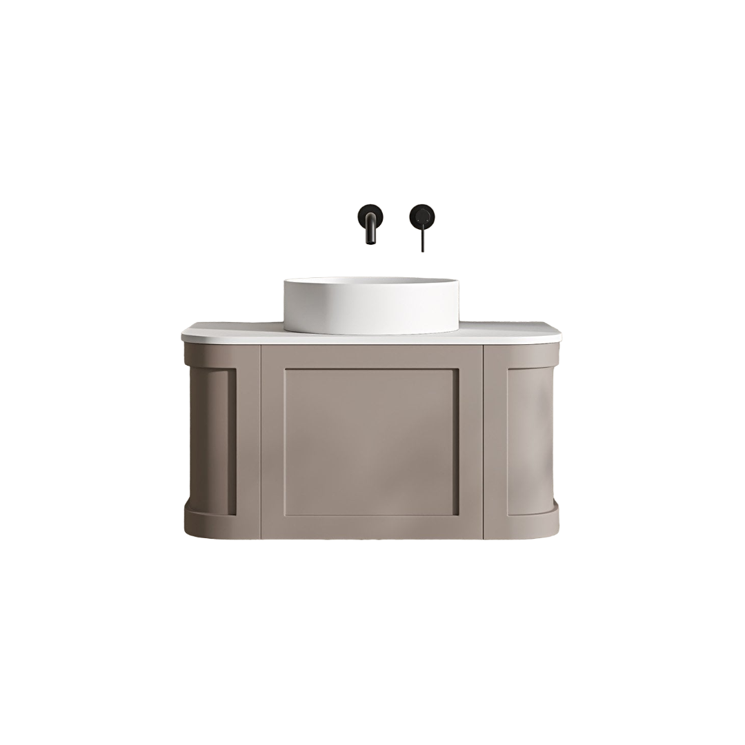 Lanesborough 800mm Wall Hung Vanity Unit with Stone Resin Basin – Concrete Grey Bathroom Cabinet with Soft Close Doors & Overflow