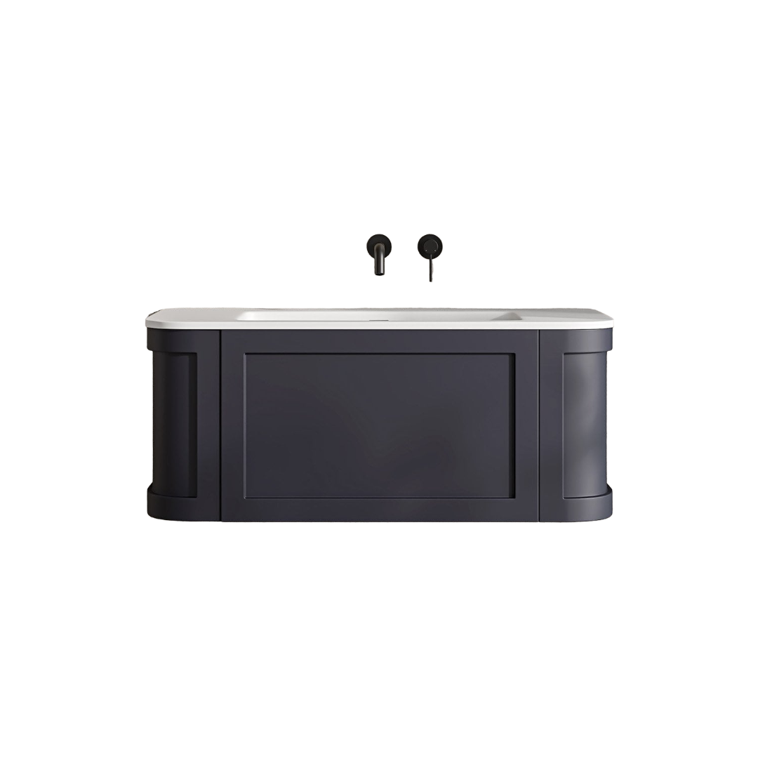 Lanesborough Wall Hung Vanity Unit with Stone Resin Basin – Dark Blue 1000mm Soft-Close Bathroom Cabinet