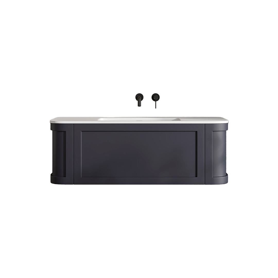 Lanesborough 1200mm Wall Hung Dark Blue Vanity Unit with Stone Resin Basin, Soft-Close Doors & Built-In Overflow