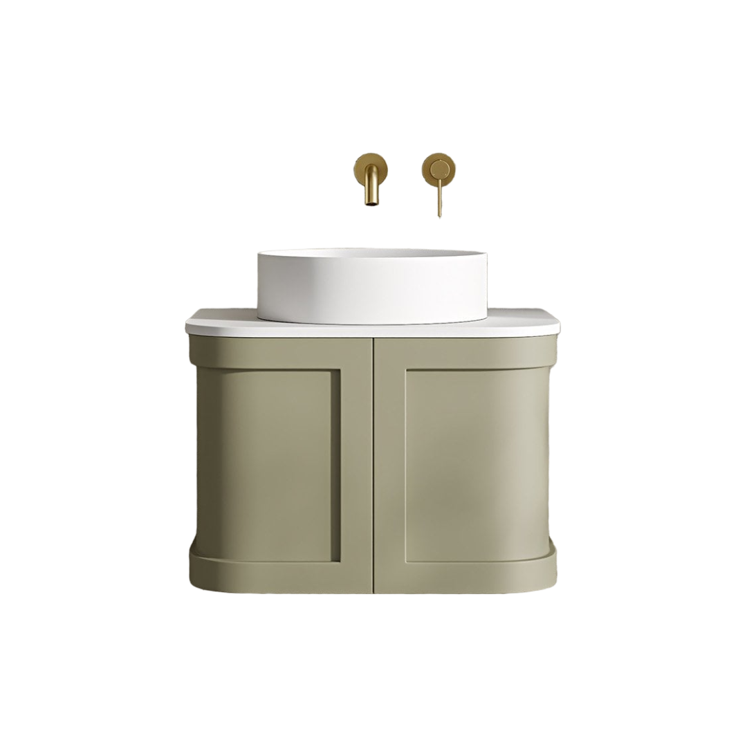 Nôsa Lanesborough 600mm Wall Hung Vanity Unit with Stone Resin Basin, Olive Finish, Soft-Close Doors, Built-In Overflow