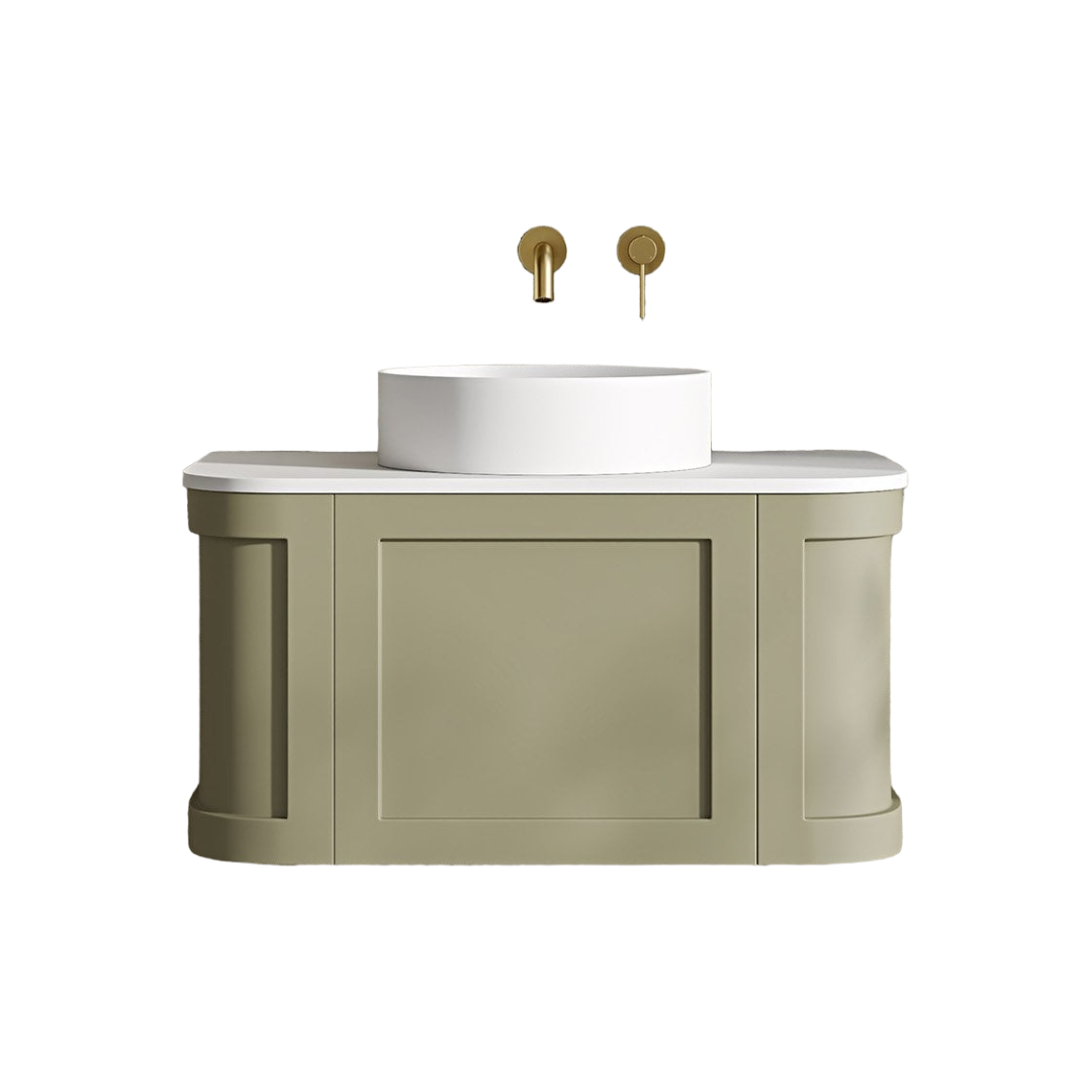 Lanesborough Wall Hung Vanity Unit with Stone Resin Basin 800mm Olive Finish Soft-Close Doors