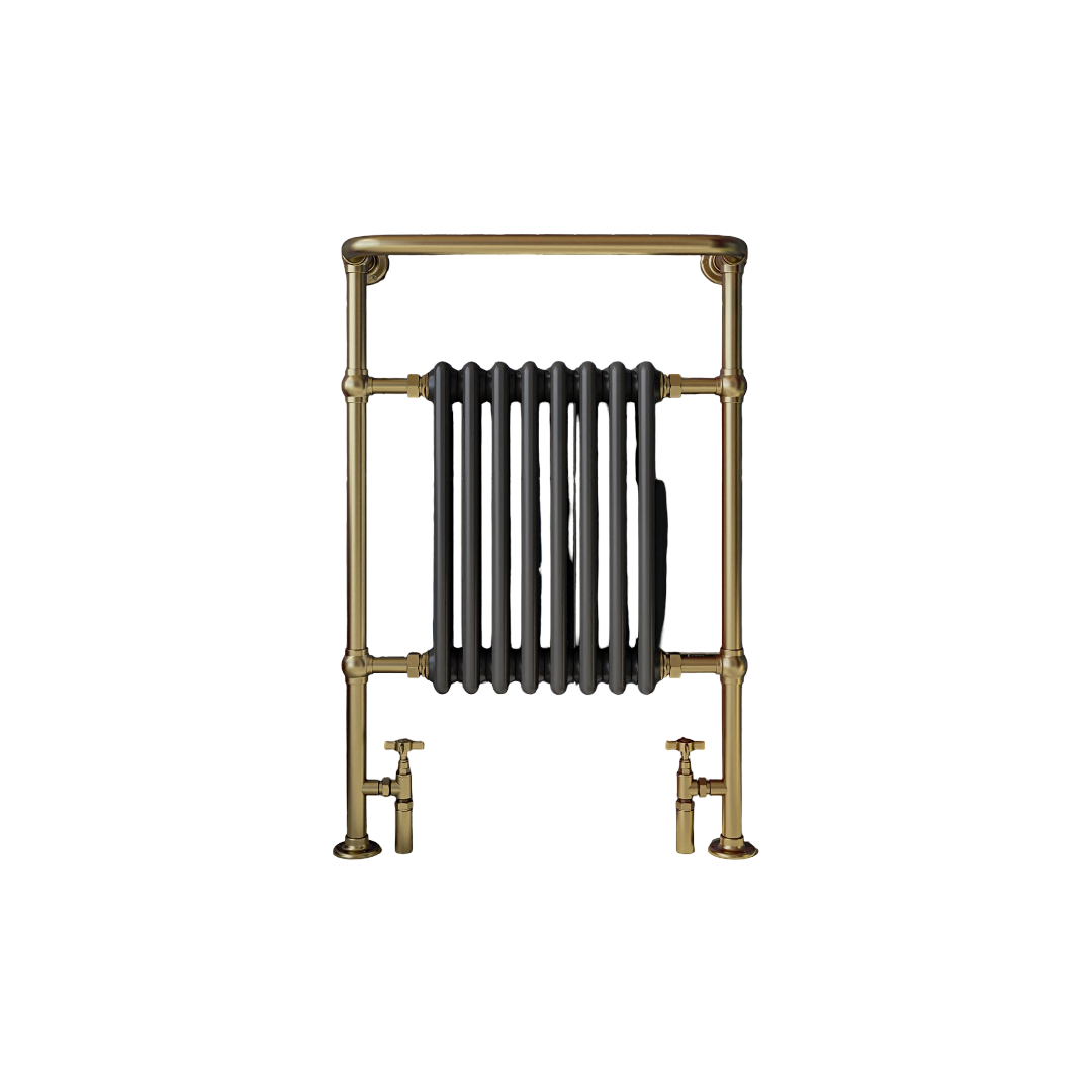Larissa Traditional Brushed Gold & Black Wall Mounted Towel Warmer Radiator Frame Set 952 x 659mm