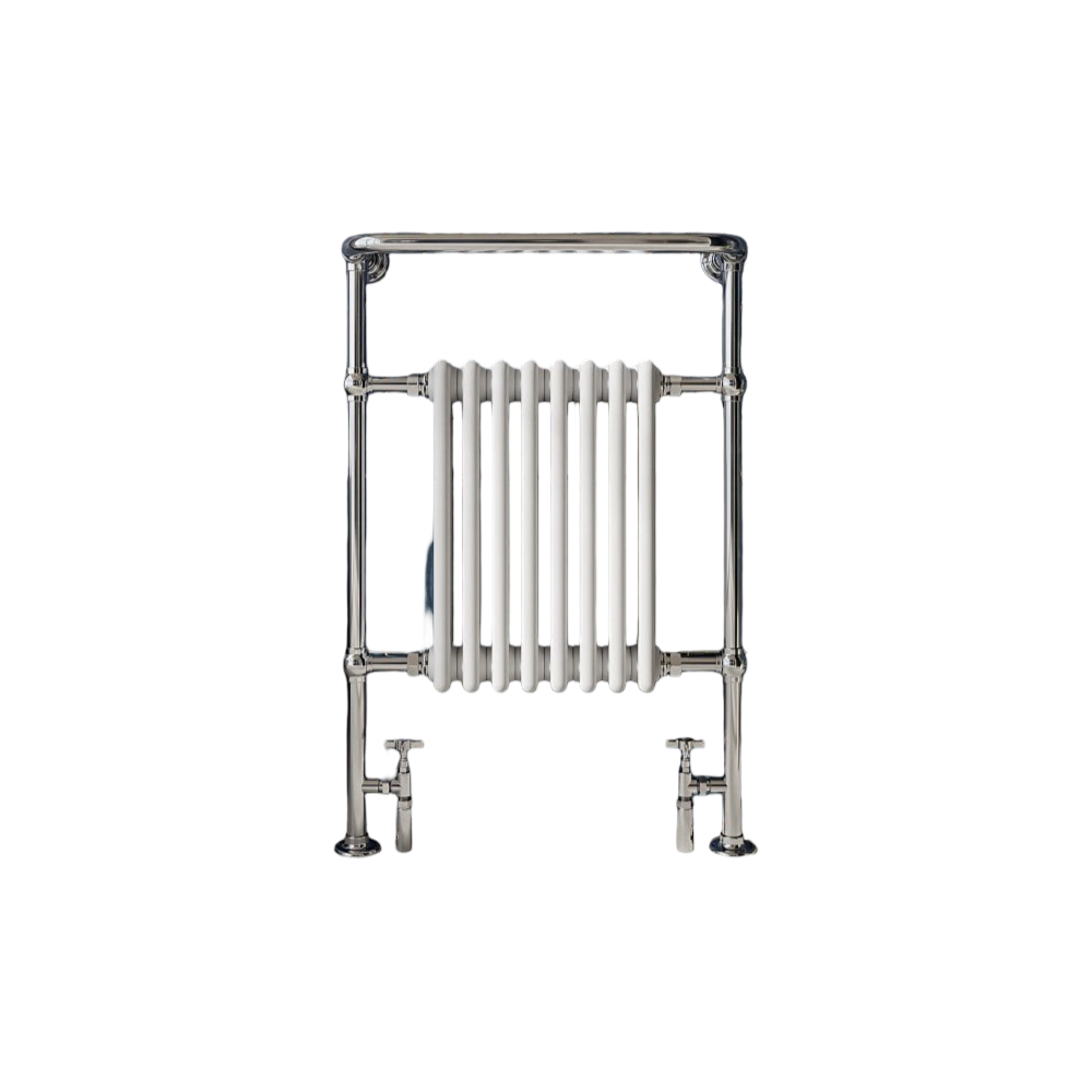 Larissa Traditional Polished Chrome & White Wall Mounted Towel Warmer Radiator Frame Set 952 x 659mm