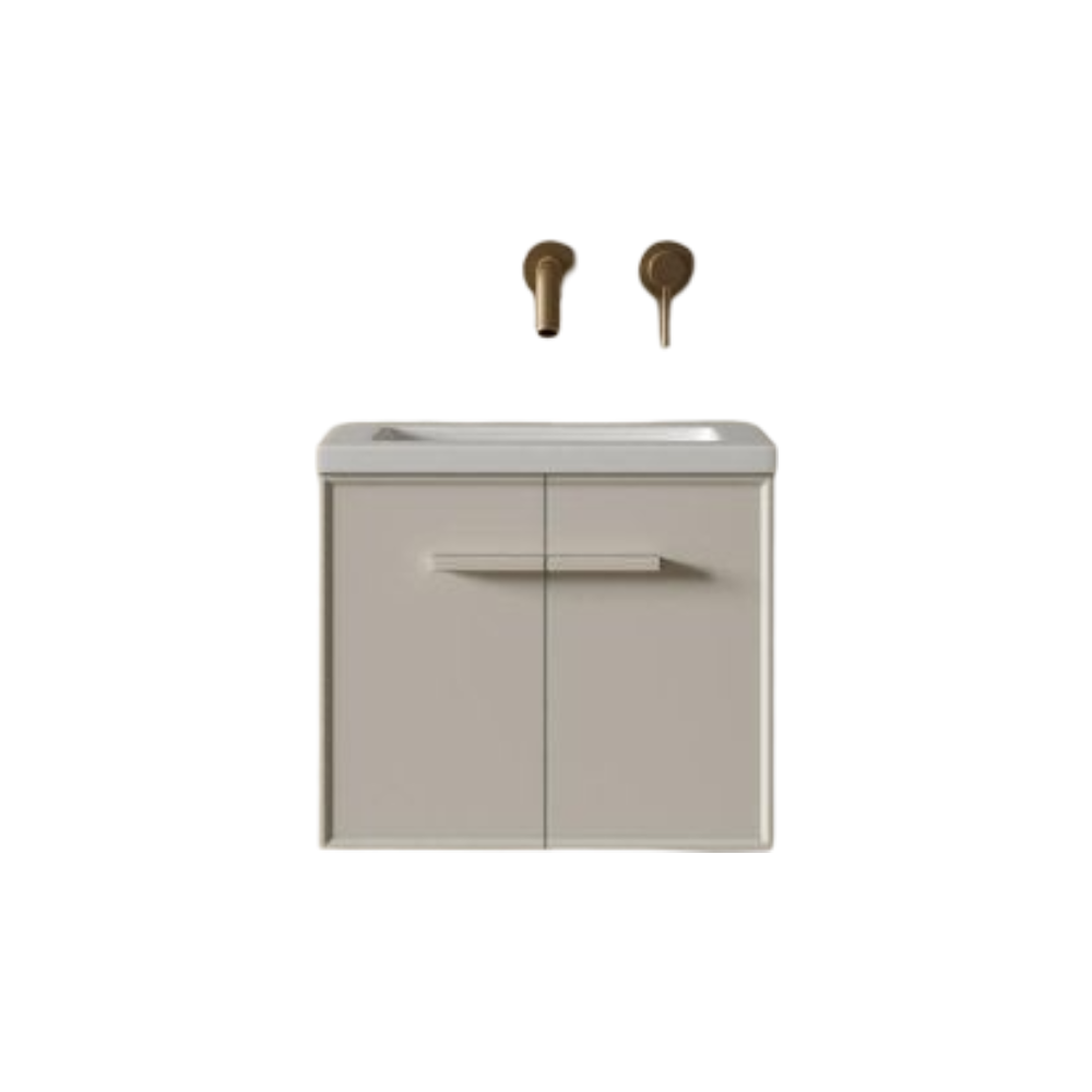 Missoni Mini Wall Hung Cloakroom Vanity Unit with Stone Resin Basin 400mm – Matt Cappuccino