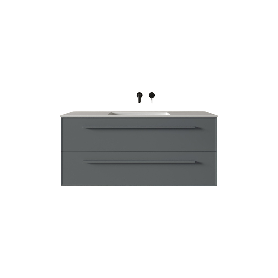 Missoni Wall Hung Vanity Unit with Stone Resin Basin 1200mm Matt Dove Grey Soft-Close Doors Bathroom Cabinet