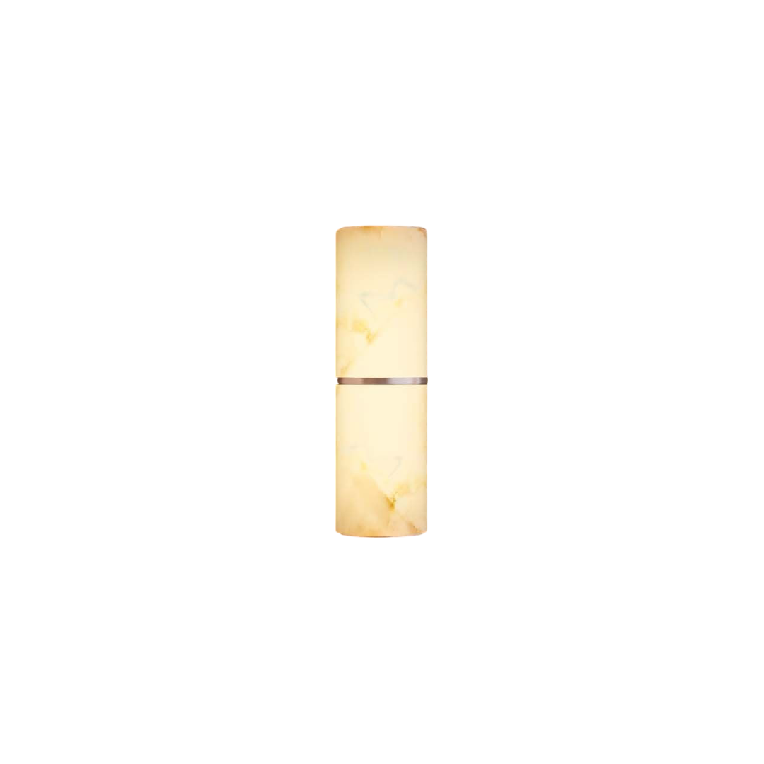 Nôsa Nova Alabaster Cylinder Brushed Copper LED Wall Sconce Light 260mm – IP44 Bathroom Wall Lamp