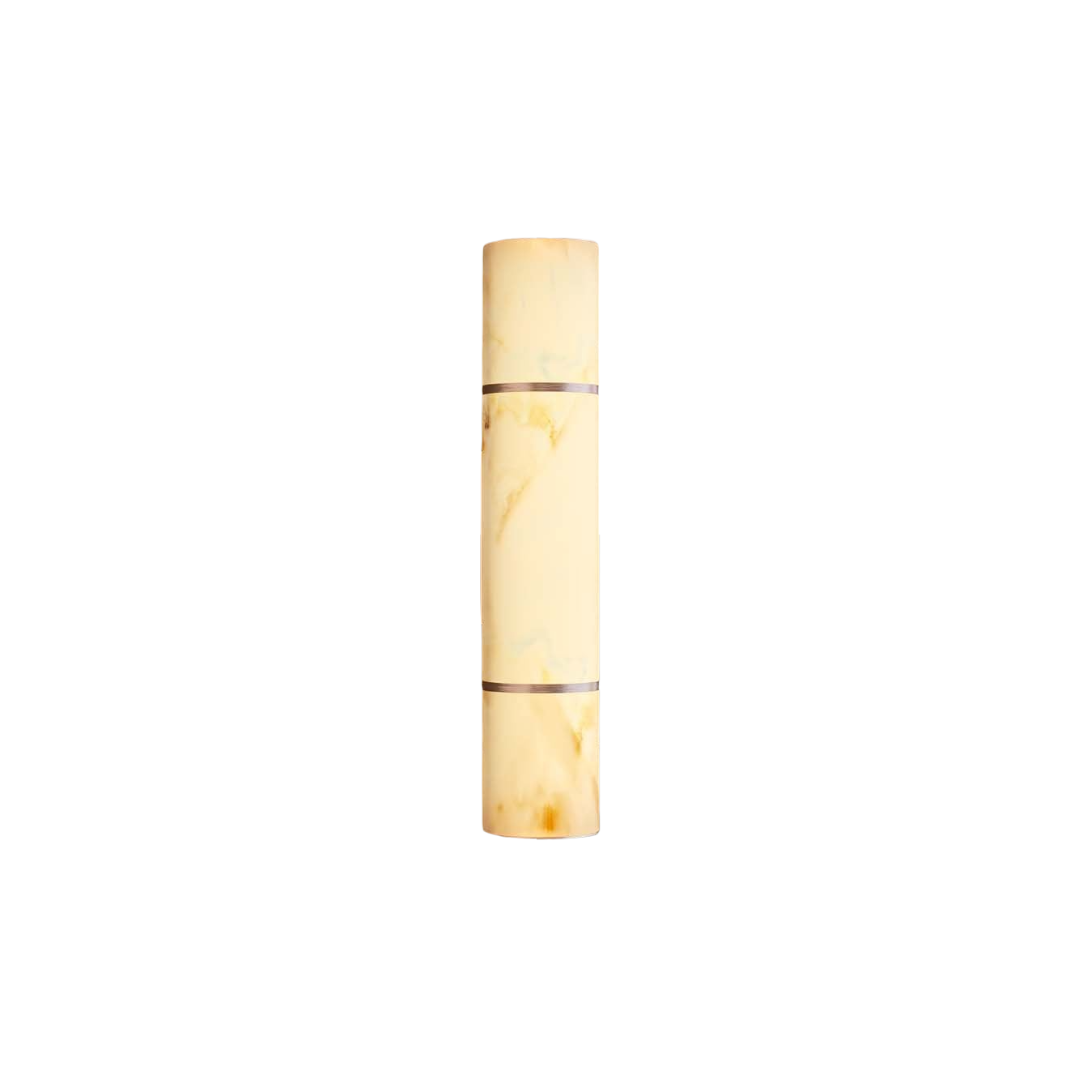 Nosa Nova Alabaster Cylinder LED Wall Sconce 400mm Brushed Copper Bathroom Light