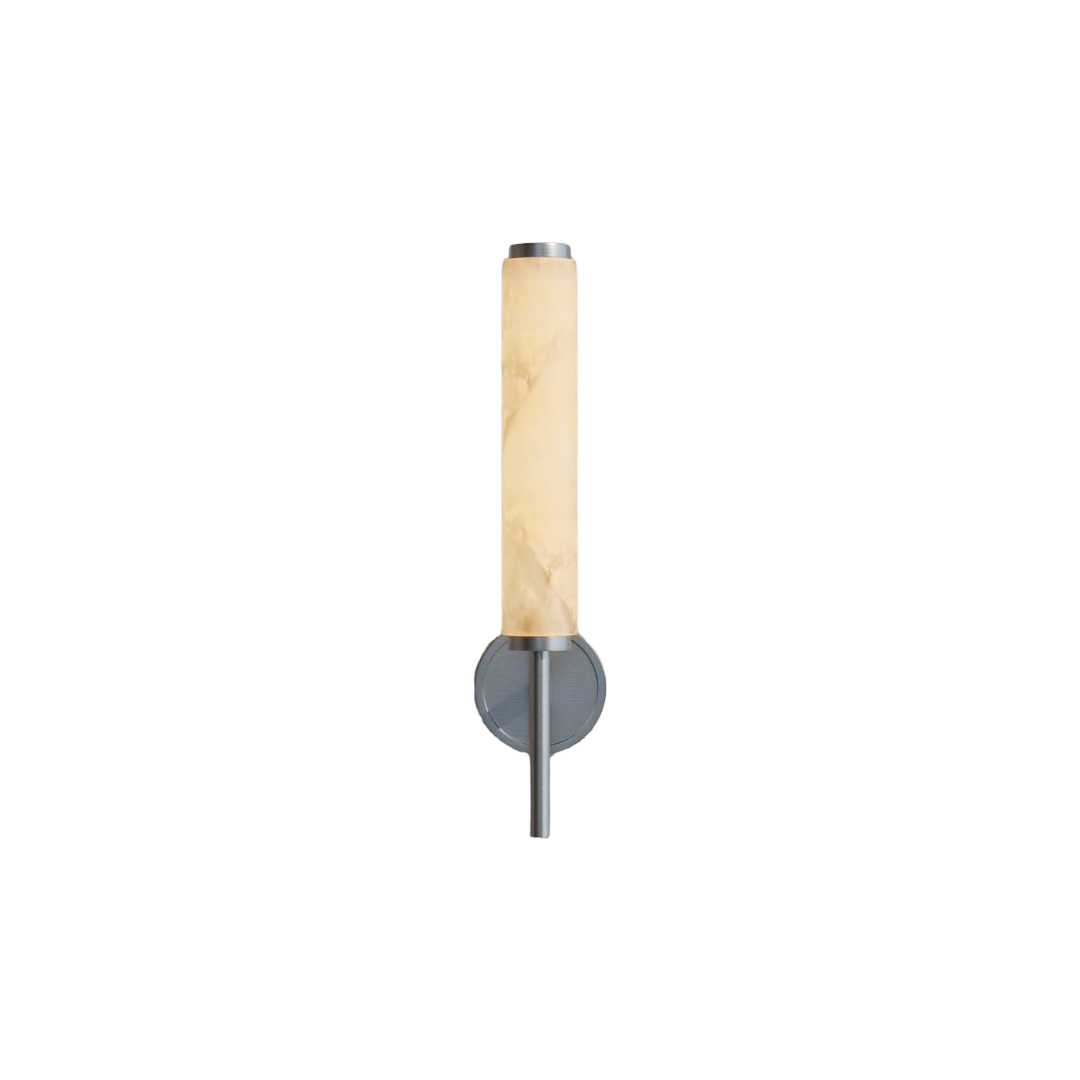 Nôsa Orlo Alabaster LED Wall Sconce 480mm Brushed Nickel Finish – Single Column Bathroom Light