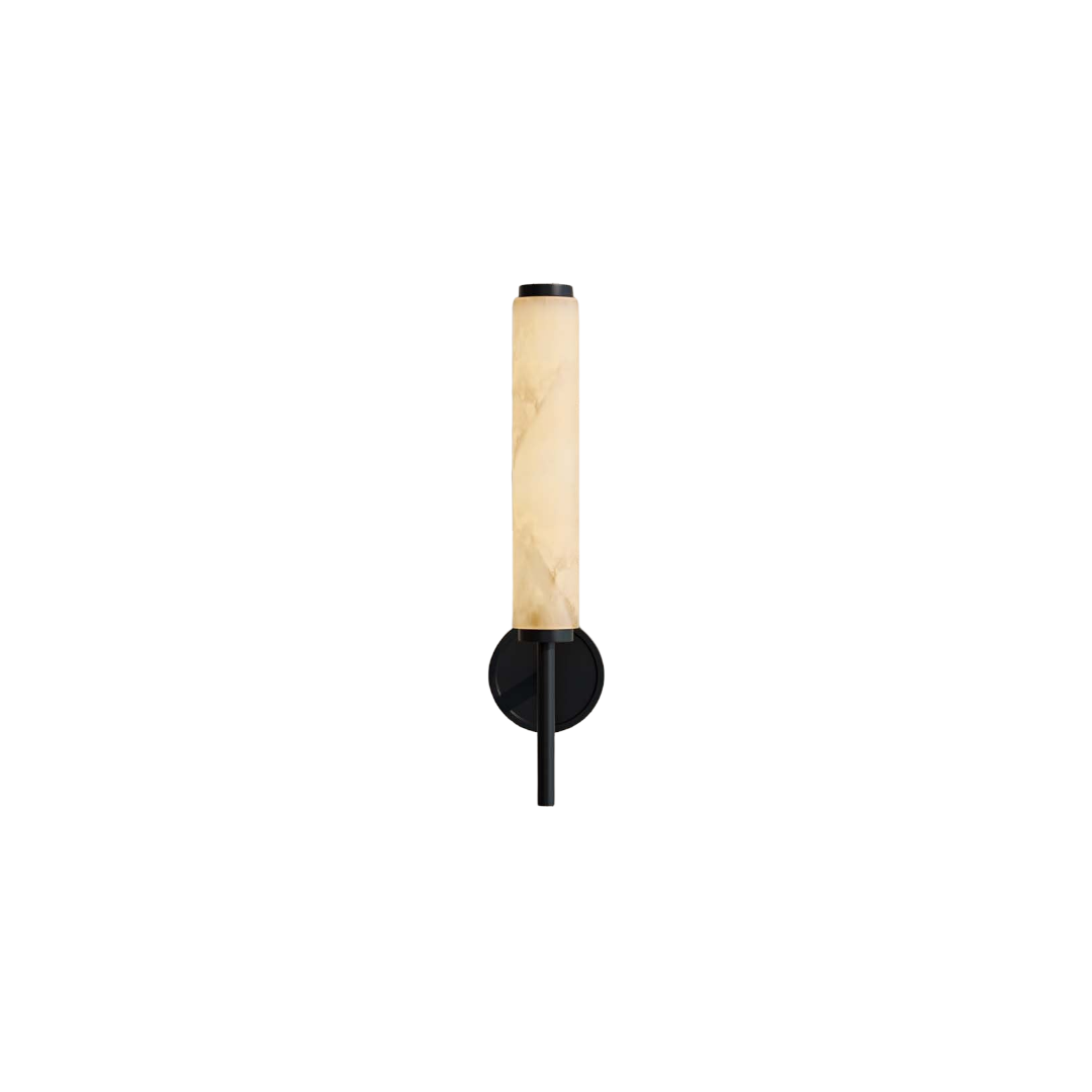 Nôsa Orlo Alabaster LED Wall Sconce Matt Black Single Column Bathroom Light 480mm