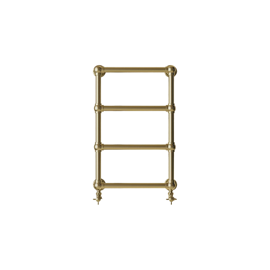 Serres Traditional Brushed Brass Heated Towel Radiator Frame Set 748 x 498mm Wall Mounted Mild Steel Bathroom Towel Warmer