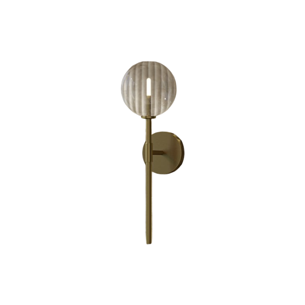 Solara Brushed Gold Globe Glass Wall Sconce 500mm – IP44 Bathroom Wall Light
