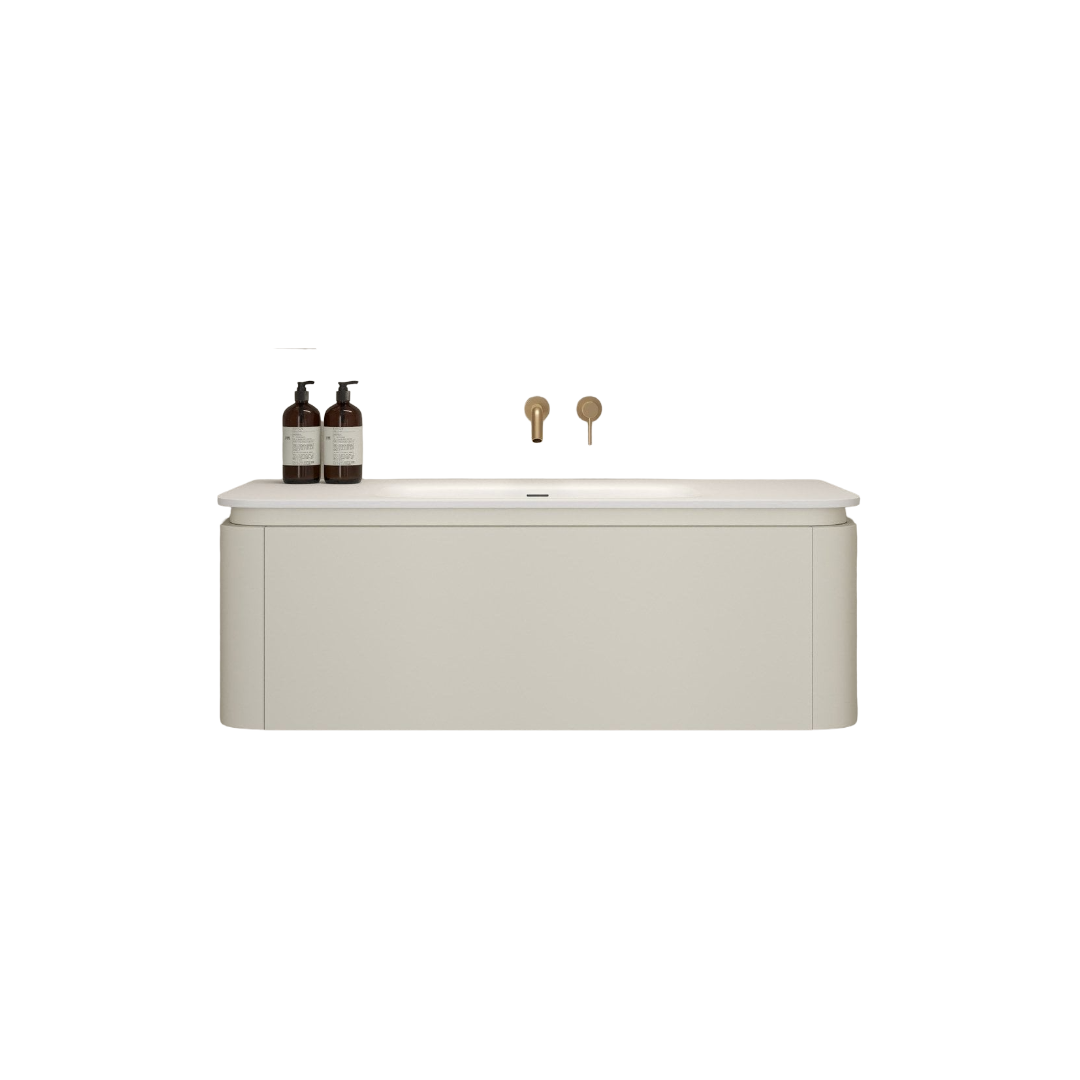 Nôsa Vantage Wall Hung Vanity Unit with Stone Resin Basin – Chalk Finish, Soft-Close Doors, Built-In Overflow, 1200mm