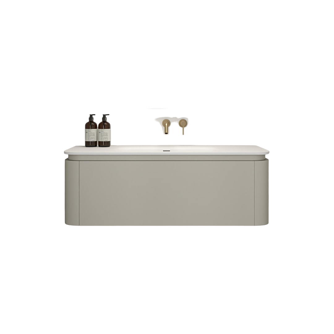 Vantage Wall Hung Vanity Unit with Stone Resin Basin 1200mm – Stone Finish Bathroom Cabinet with Soft-Close Doors