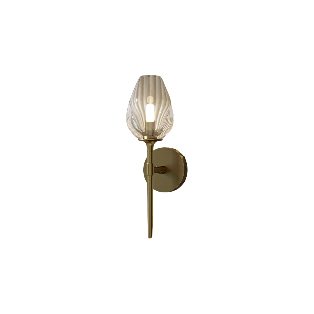 Vitre Hand-Blown Glass Double Wall Sconce with Brushed Gold Finish – 410mm Bathroom Wall Light